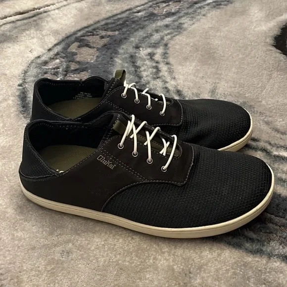 Olukai Men's Nohea Moku Black No Tie Boat Shoes - Picture 2 of 6